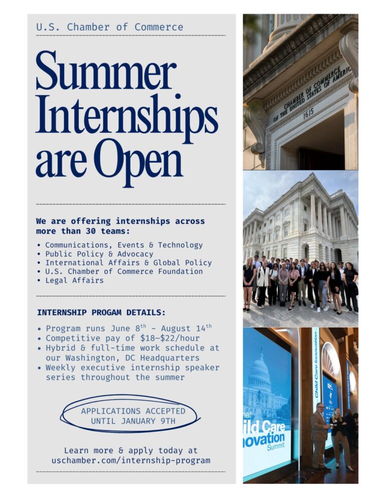 Opportunity: U.S. Chamber of Commerce Summer 2026 Internship Program