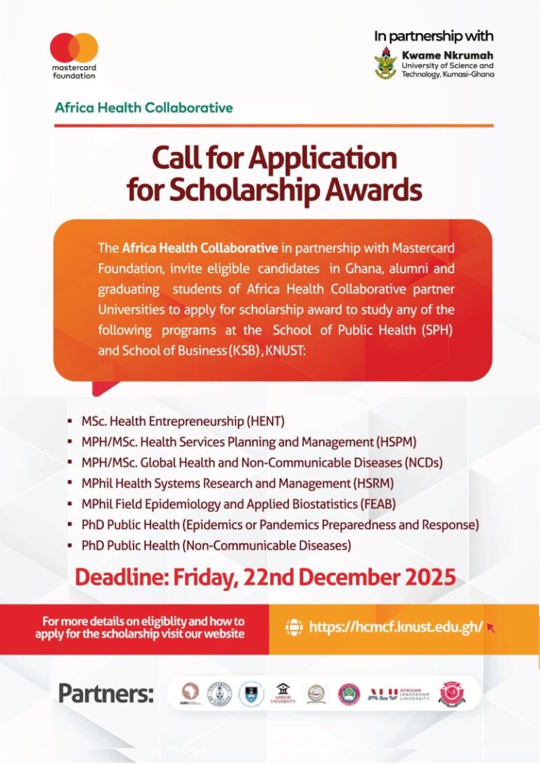 Fully Funded HealthCollaborative Scholarships 2025: Apply Now for MSc, MPhil & PhD Programs at KNUST