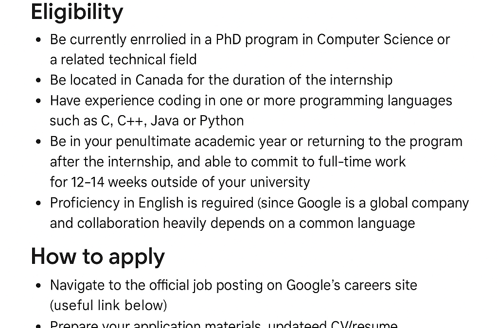 Google Software Developer Intern