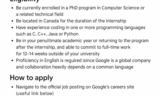 Google Software Developer Intern