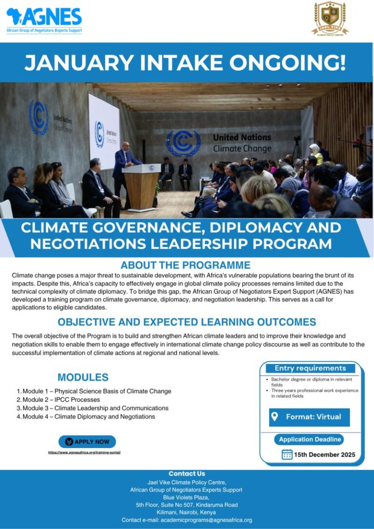 Climate Governance, Diplomacy and Negotiations Leadership Program – Call for Applications (Cohort XXI) 2026