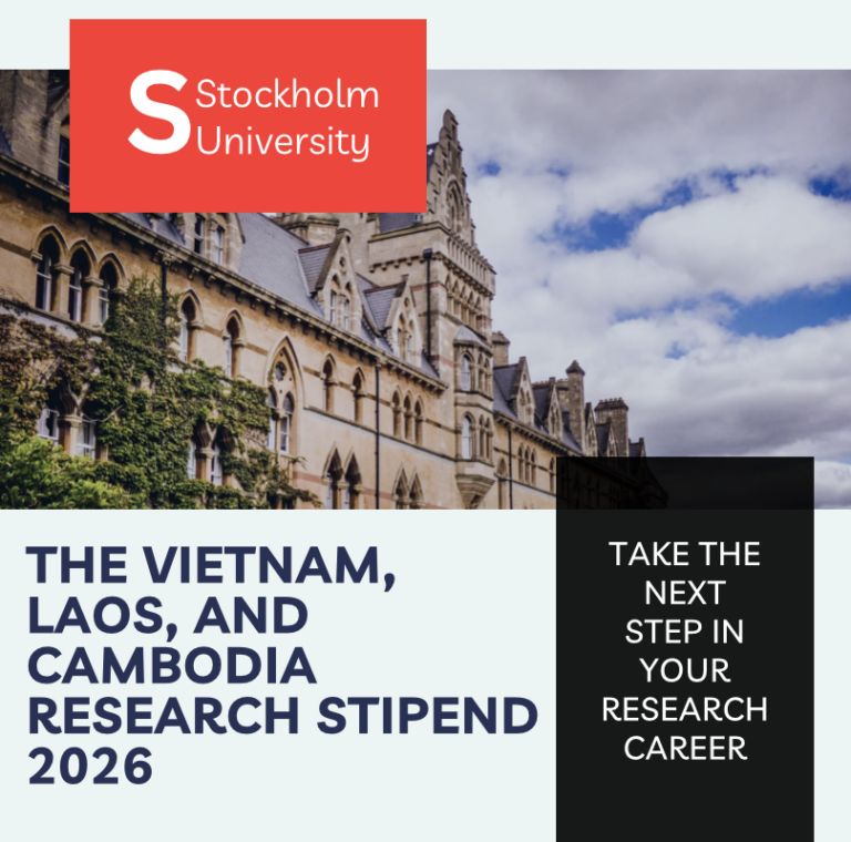 The Vietnam, Laos, and Cambodia Research Stipend 2026 at Stockholm University