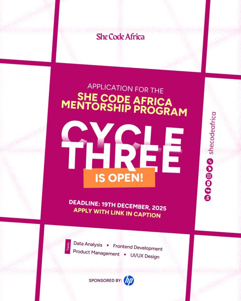 She Code Africa Mentorship Program – Cycle 3 Now Open
