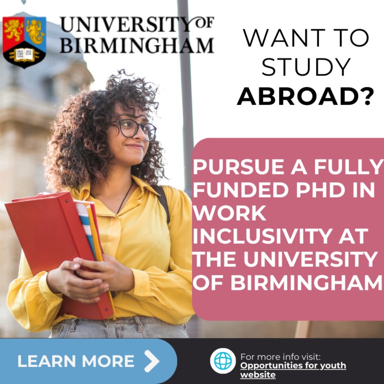 Pursue a PhD in Work Inclusivity at the University of Birmingham