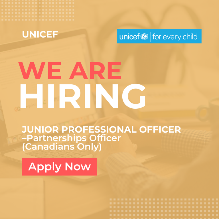 JUNIOR PROFESSIONAL OFFICER –Partnerships Officer (Canadians Only)