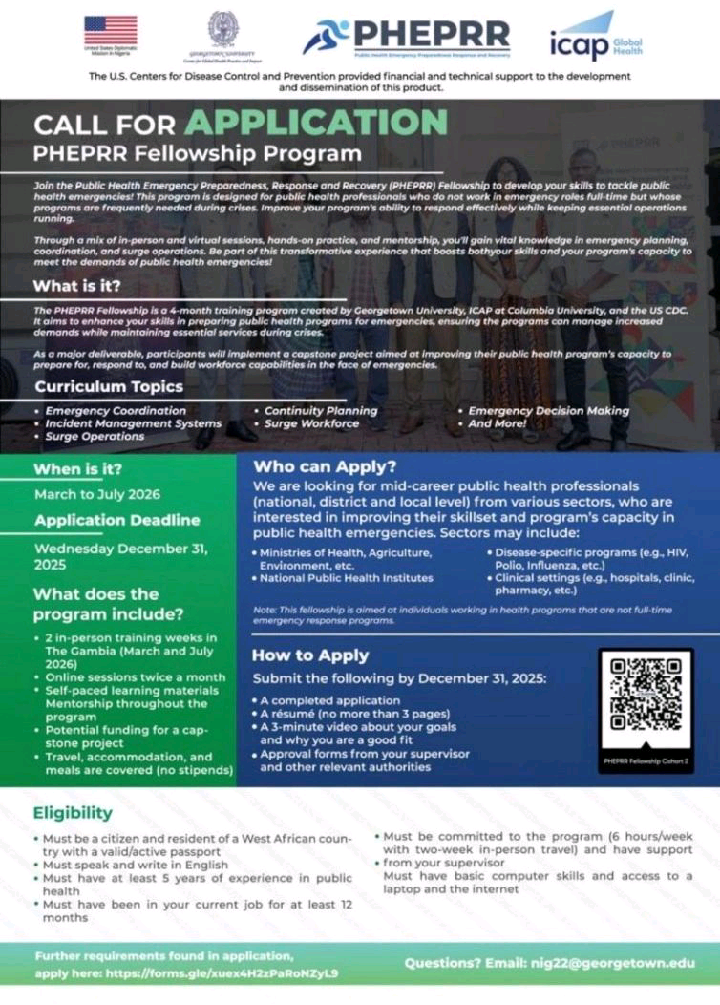 Public Health Emergency Preparedness Fellowship – Cohort 2 Opens for Mid-Career Professionals. Apply Now!